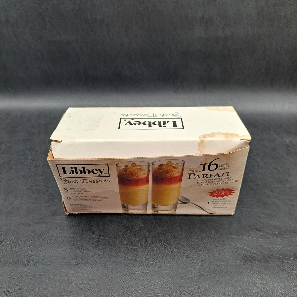 Libbey Just Desserts 16 Piece Parfait Set 2.5oz Glasses & Stainless Spoons